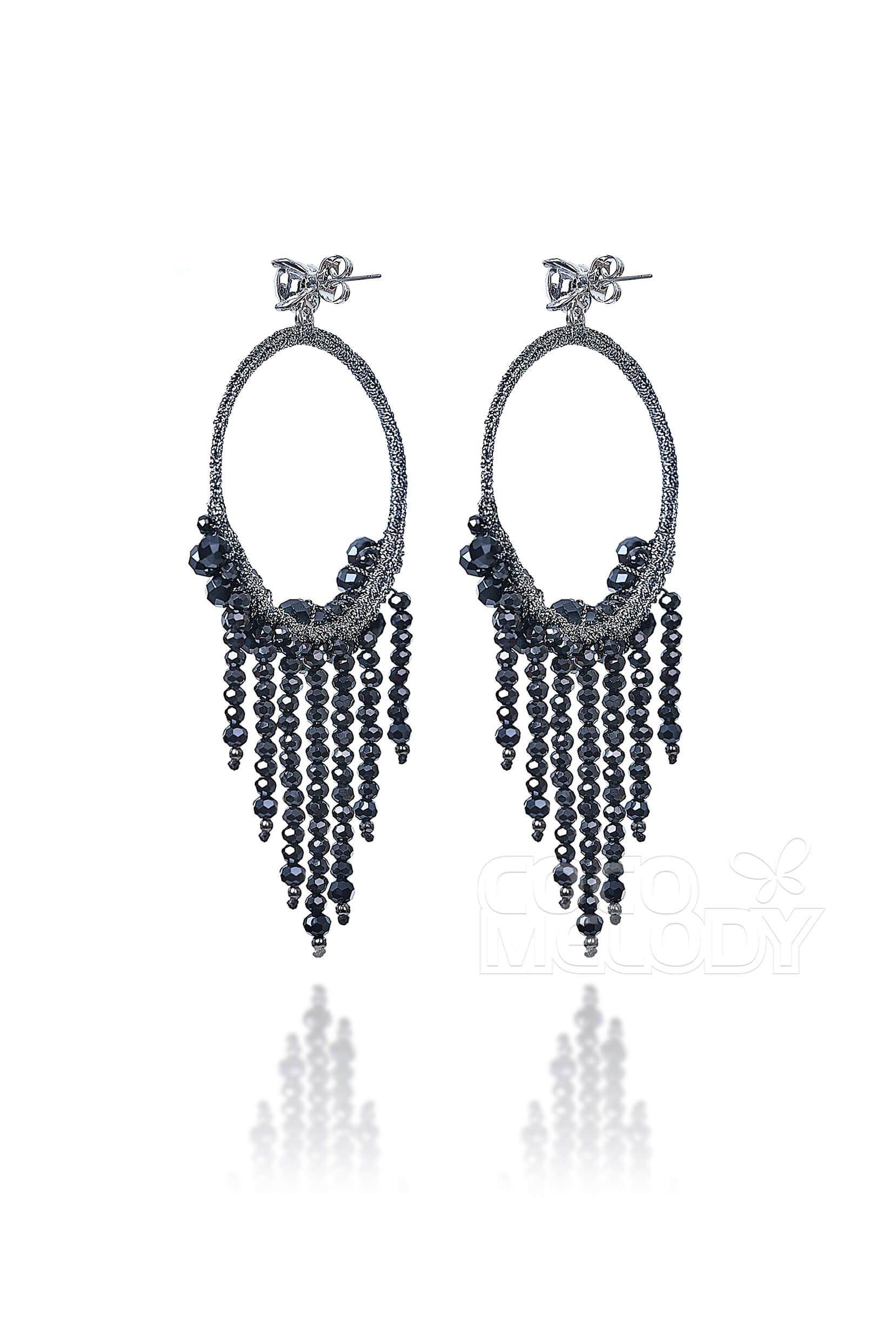 Romantic Alloy Wedding Earrings with Crystals HG18008 - COCOMELODY